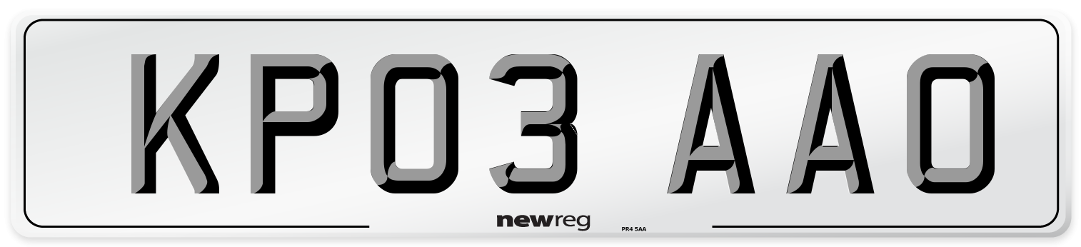 KP03 AAO Number Plate from New Reg